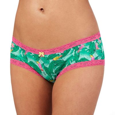 The Collection Green parrot print shorts